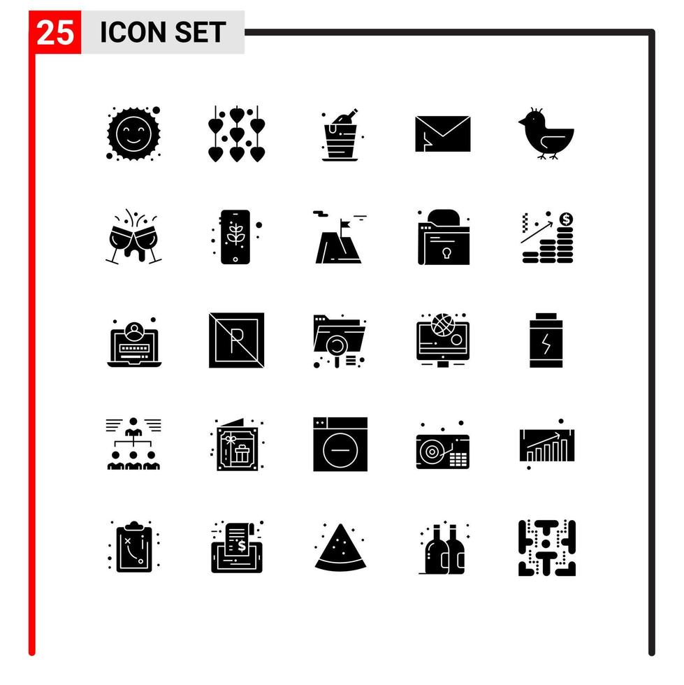 25 universell fast glyf tecken symboler av gås skräppost födelsedag säkerhet smittad redigerbar vektor design element