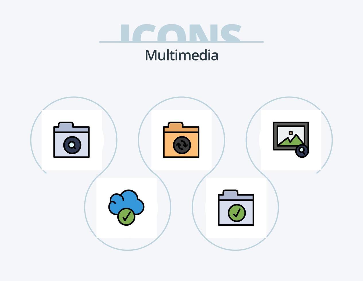 Multimedia-Linie gefüllt Icon Pack 5 Icon-Design. . Bild. . Komplett vektor