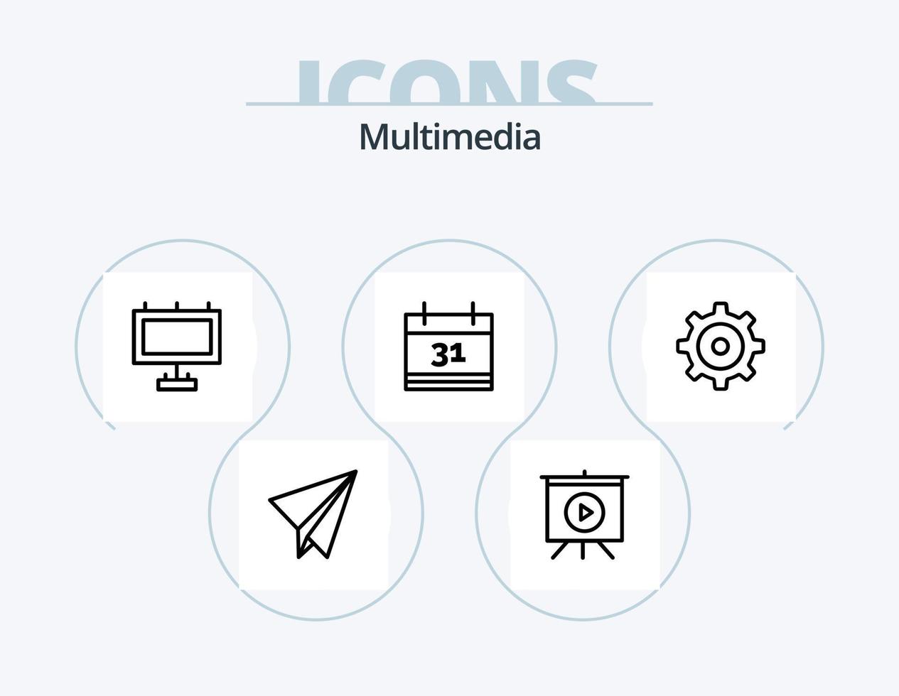 multimedia linje ikon packa 5 ikon design. . . Brevlåda. uppgift. buffert vektor