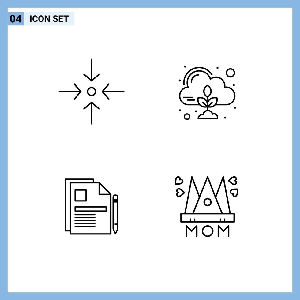4 kreative Symbole moderne Zeichen und Symbole von Pfeildokumentenemissionswolkenzeichen Vertrag editierbare Vektordesign-Elemente vektor