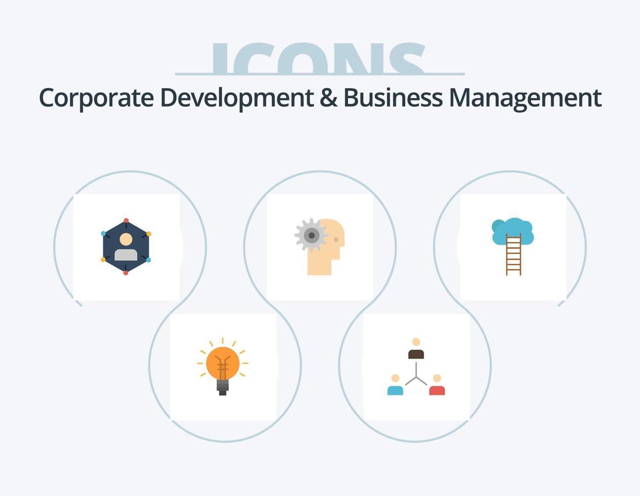 Corporate Development und Business Management Flat Icon Pack 5 Icon Design. persönlich. Netzwerk. Zusammenarbeit. Kommunikation. Mannschaft vektor