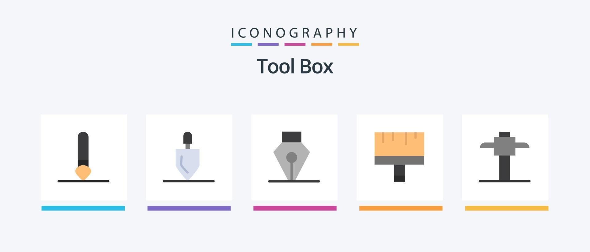 Tools Flat 5 Icon Pack inklusive . wählen. Stift. Bergmann. malen. kreatives Symboldesign vektor