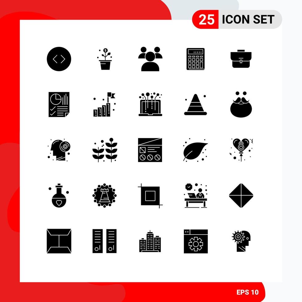25 kreative Symbole moderne Zeichen und Symbole der Taschenfinanzbildung berechnen bearbeitbare Vektordesign-Elemente für die Buchhaltung vektor