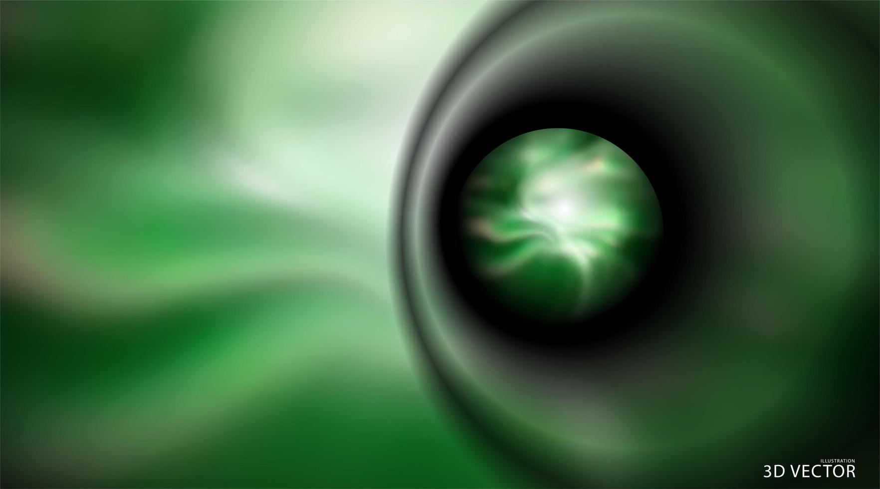 grön cirkel abstrakt fraktal. planet i ett svart hål. 3d galax vektorillustration vektor