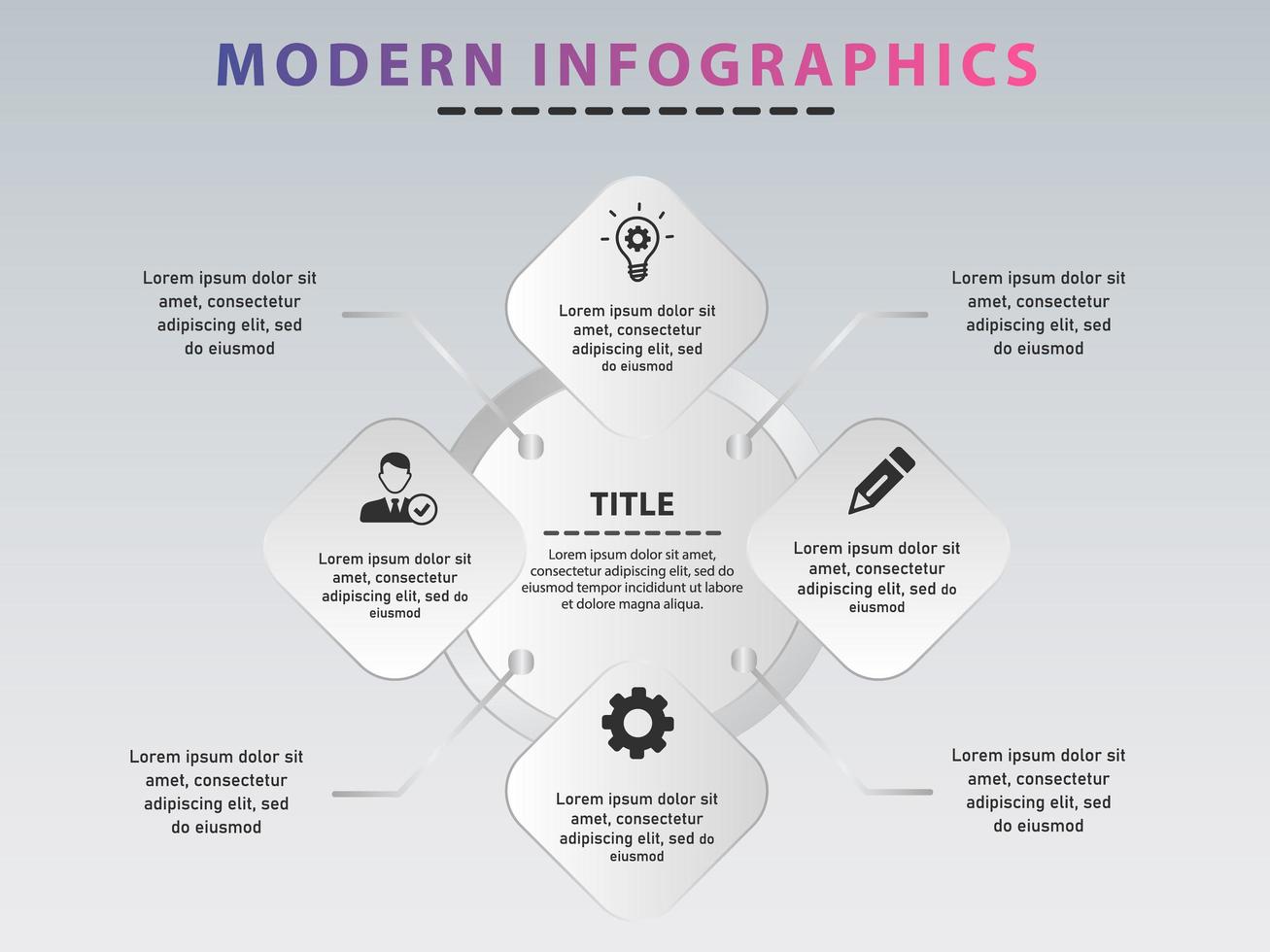abstrakte Infografik mit modernem Design. Minimale Infografik-Vorlage mit Symbolen und 4 Optionen. vektor