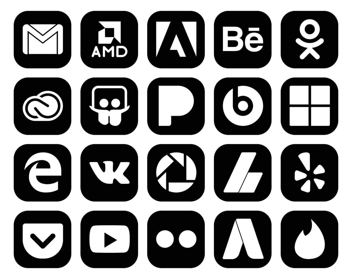 20 Social-Media-Icon-Packs, einschließlich AdSense vk cc Edge Beats Pill vektor