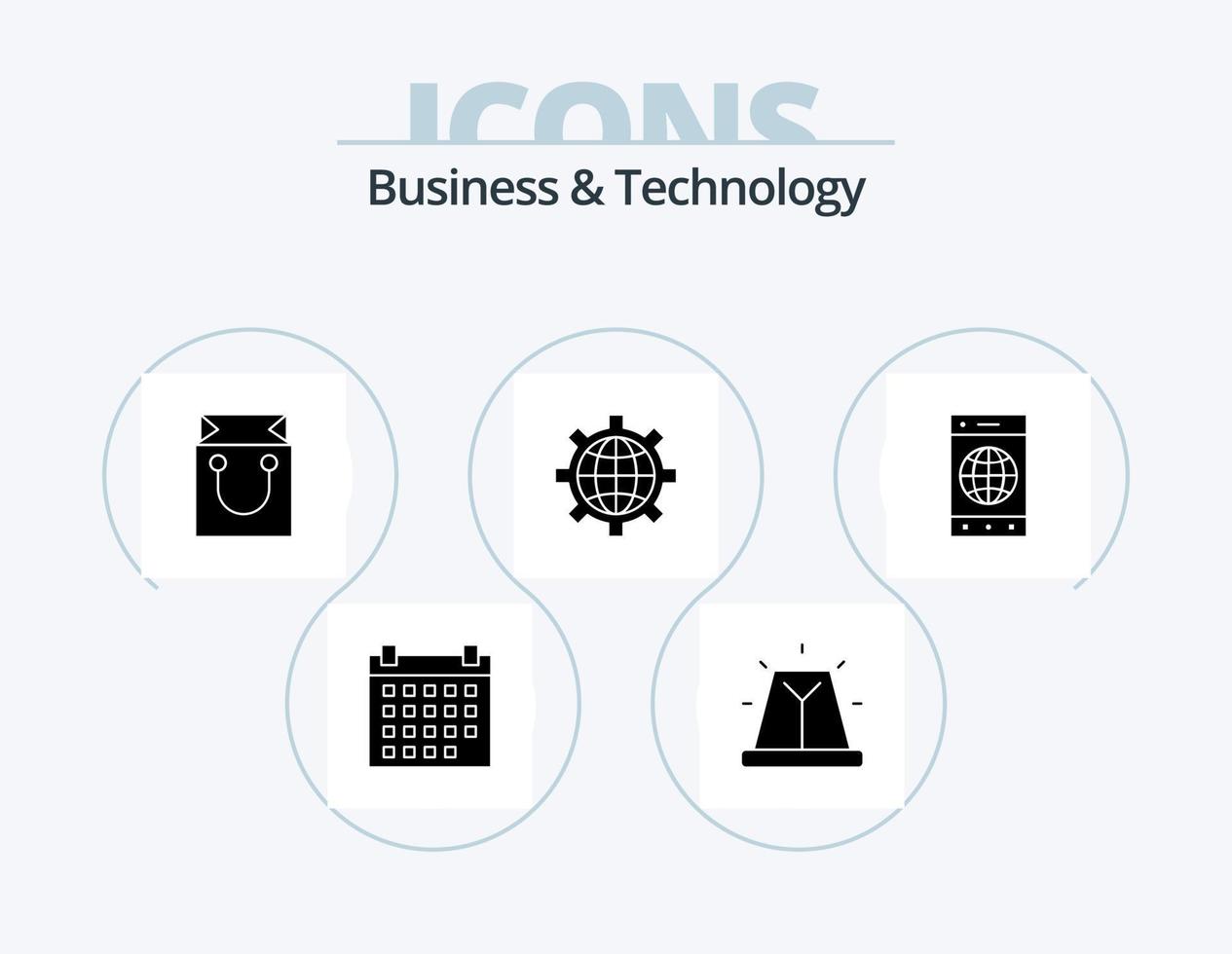 företag och teknologi glyf ikon packa 5 ikon design. cell. värld. väska. preferens. browser vektor