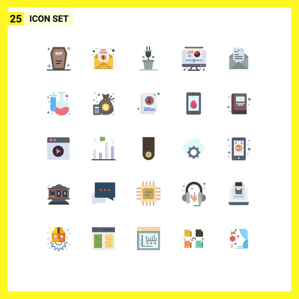 uppsättning av 25 modern ui ikoner symboler tecken för e-post paj Nyheter projektor teknologi redigerbar vektor design element