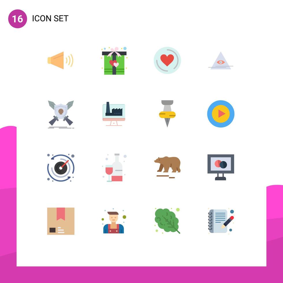 platt Färg packa av 16 universell symboler av spel bricka hjärta triangel illuminati redigerbar packa av kreativ vektor design element
