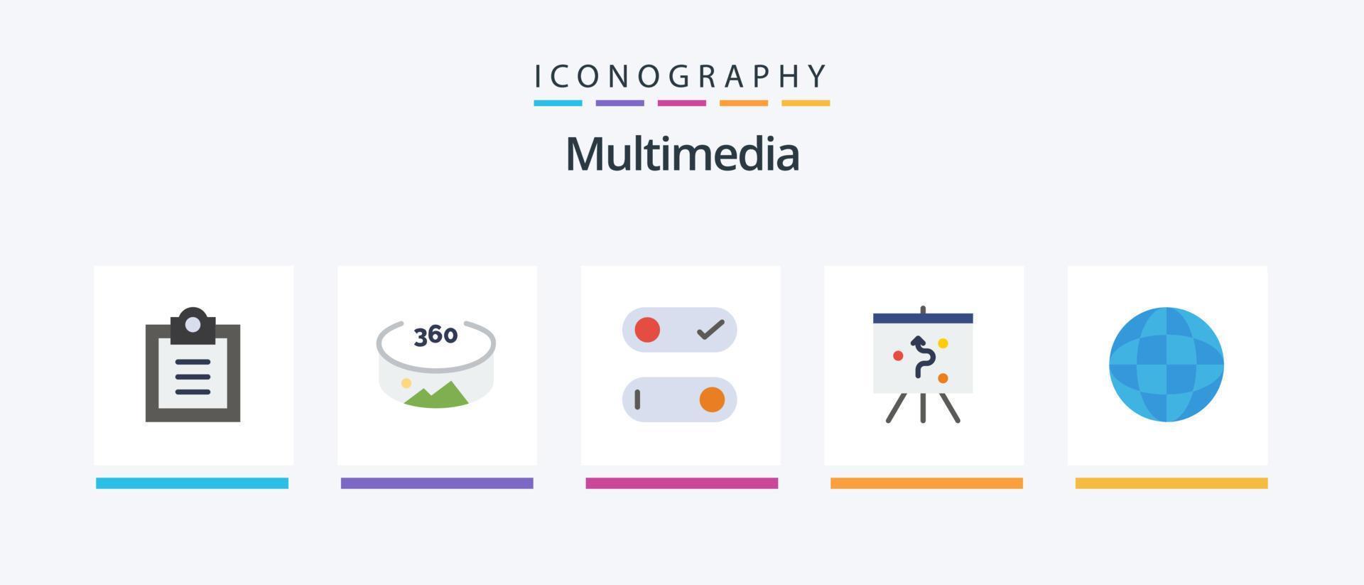 multimedia platt 5 ikon packa Inklusive . styrelse. geografi. kreativ ikoner design vektor