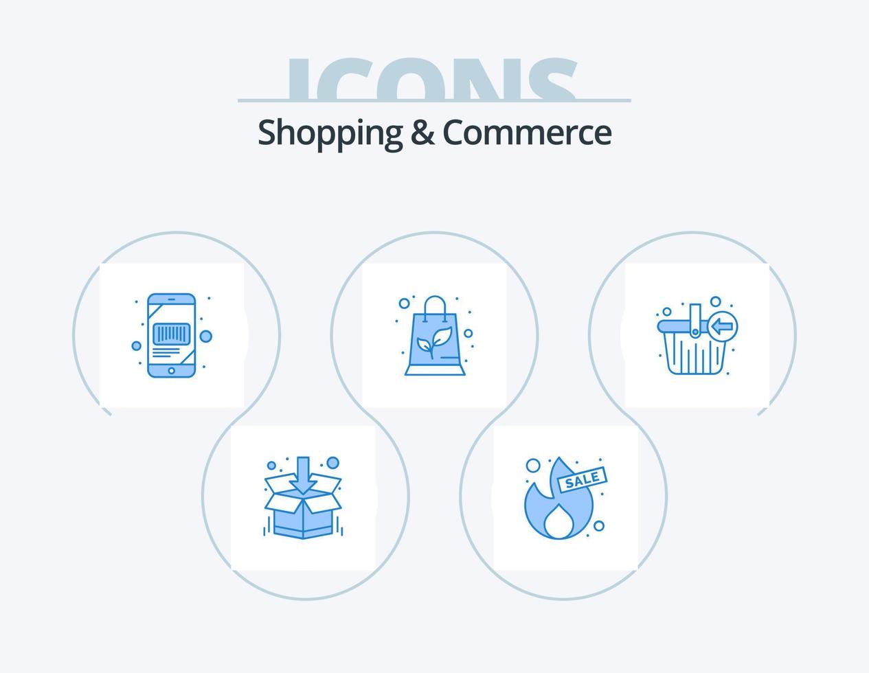 Einkaufen und Handel blau Icon Pack 5 Icon Design. Korb. Einkaufen. Barcode. Ökologie. Scanner vektor