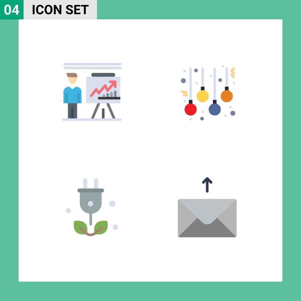 stock vektor ikon packa av 4 linje tecken och symboler för företag plugg affärsman bollar grön redigerbar vektor design element