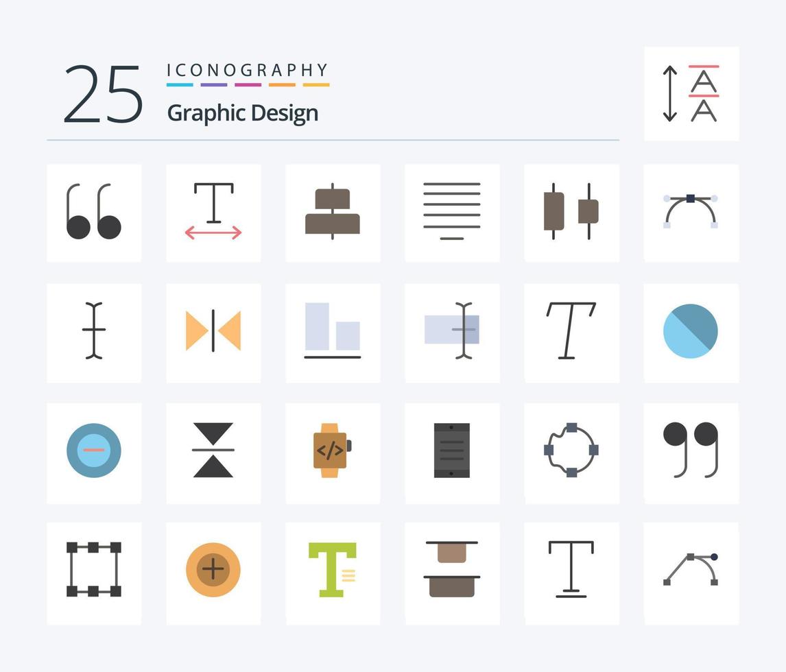 design 25 platt Färg ikon packa Inklusive inmatning. punkt. Centrum. bezier. horisontell vektor