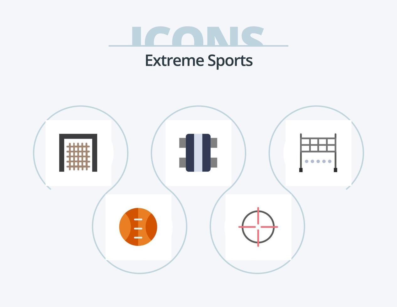 sport platt ikon packa 5 ikon design. . linje. fotboll. Avsluta. skateboard vektor