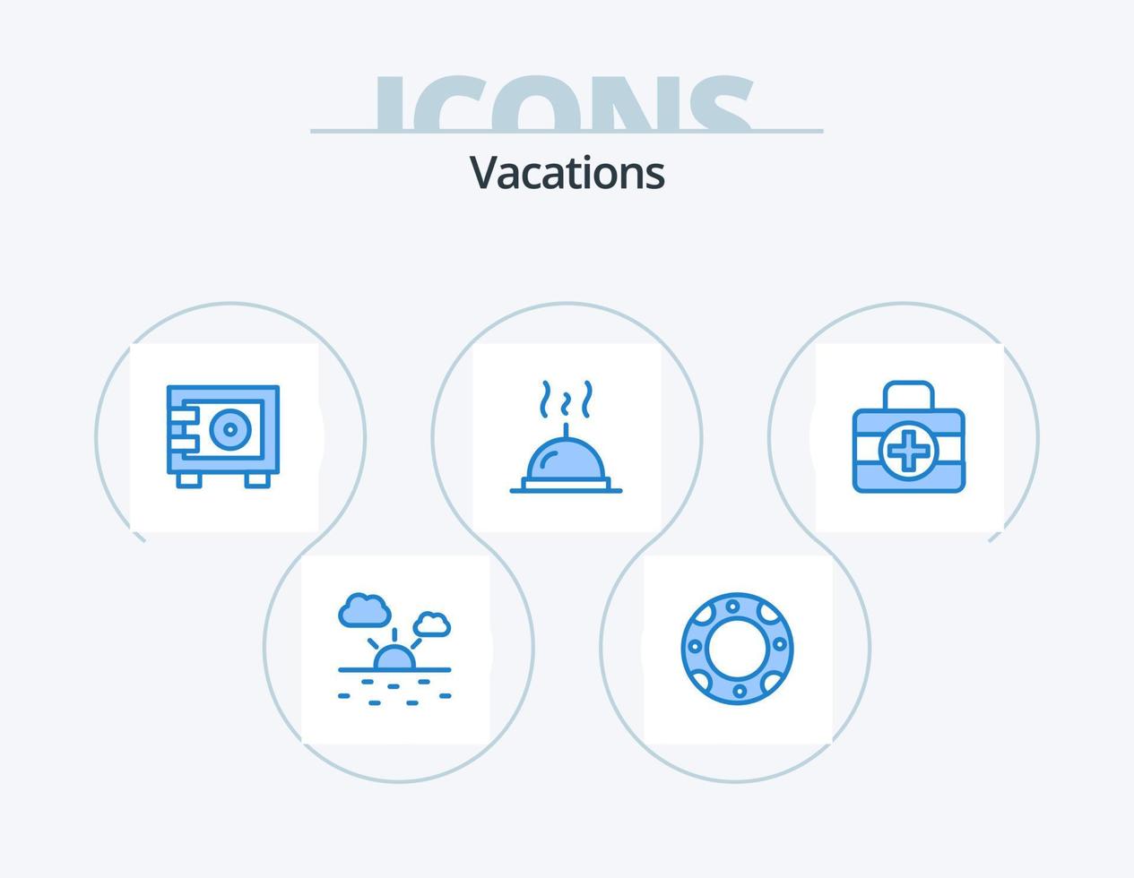 Urlaub blau Icon Pack 5 Icon Design. . ic. sicher. Mediziner. Restaurant vektor