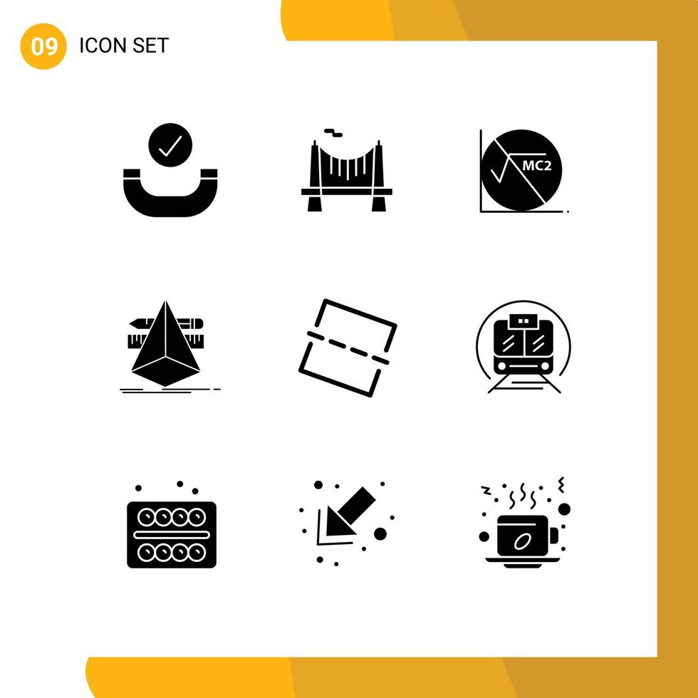 Stock Vector Icon Pack mit 9 Zeilenzeichen und Symbolen für begradigende Bildformel-Tools Designer editierbare Vektordesign-Elemente