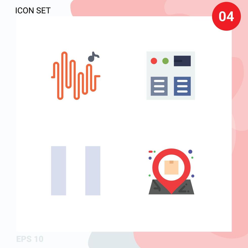 uppsättning av 4 kommersiell platt ikoner packa för musik kommunikation pil handla inkorg redigerbar vektor design element