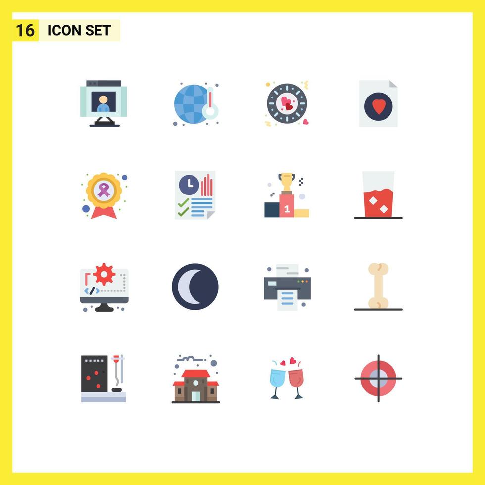 universell ikon symboler grupp av 16 modern platt färger av cancer fil värld favorit romantisk redigerbar packa av kreativ vektor design element