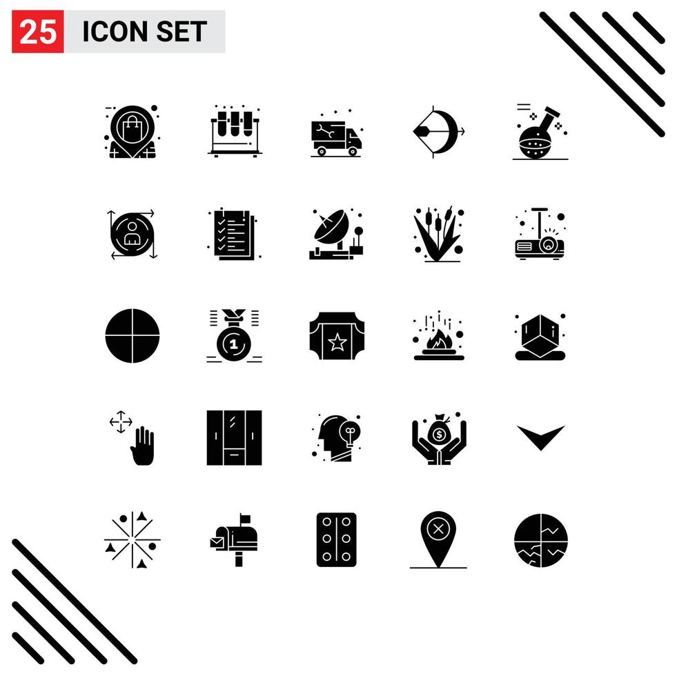 universell ikon symboler grupp av 25 modern fast glyfer av pil syfte labb lastbil rörmokare redigerbar vektor design element