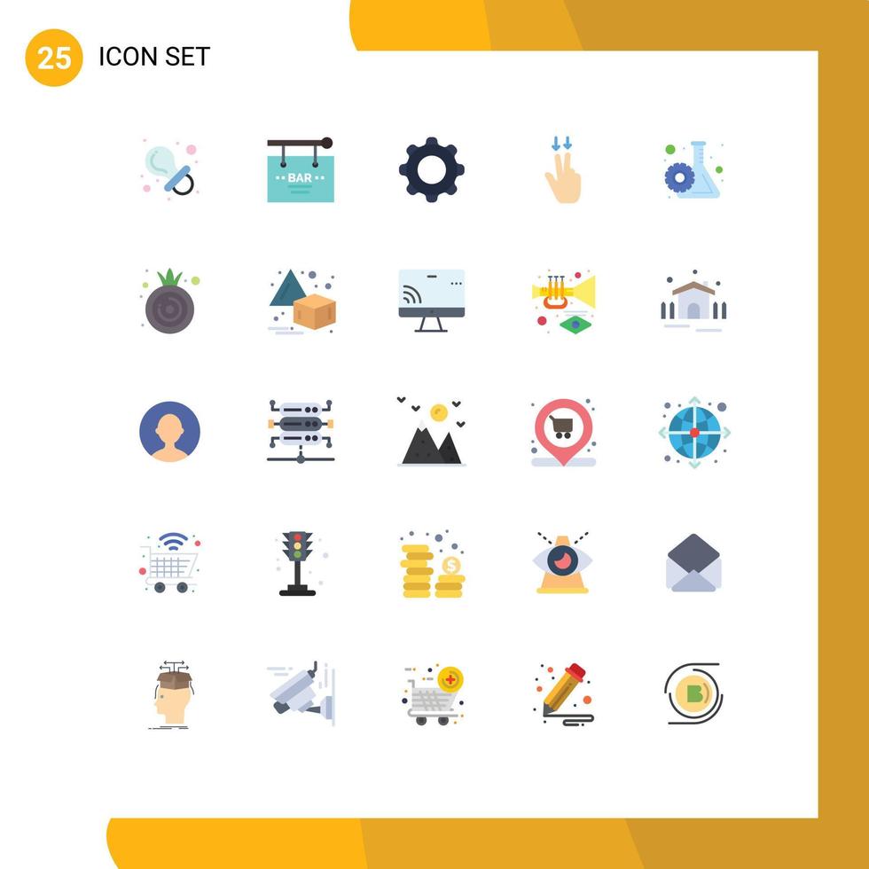 25 universelle flache Farben für Web- und mobile Anwendungen eingestellt Zahnradgestenzeichen Finger mobile bearbeitbare Vektordesign-Elemente vektor