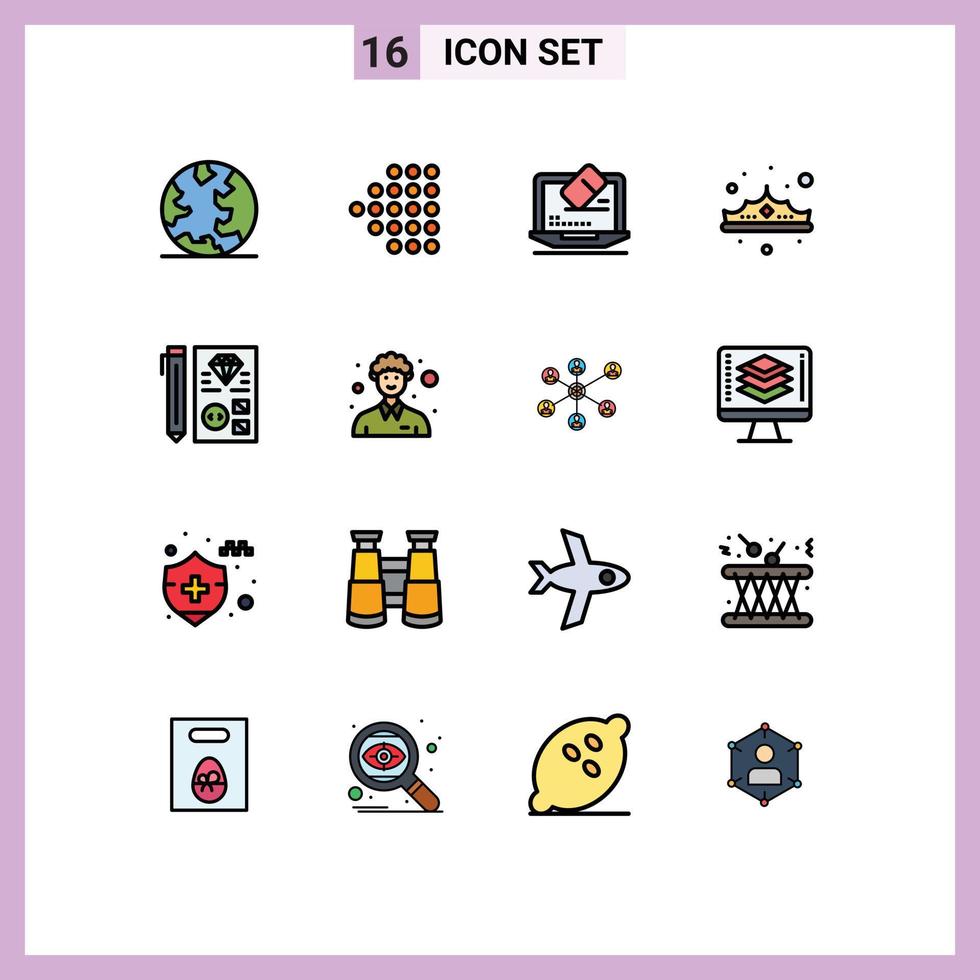 platt Färg fylld linje packa av 16 universell symboler av utveckla lyx data Smycken mode redigerbar kreativ vektor design element
