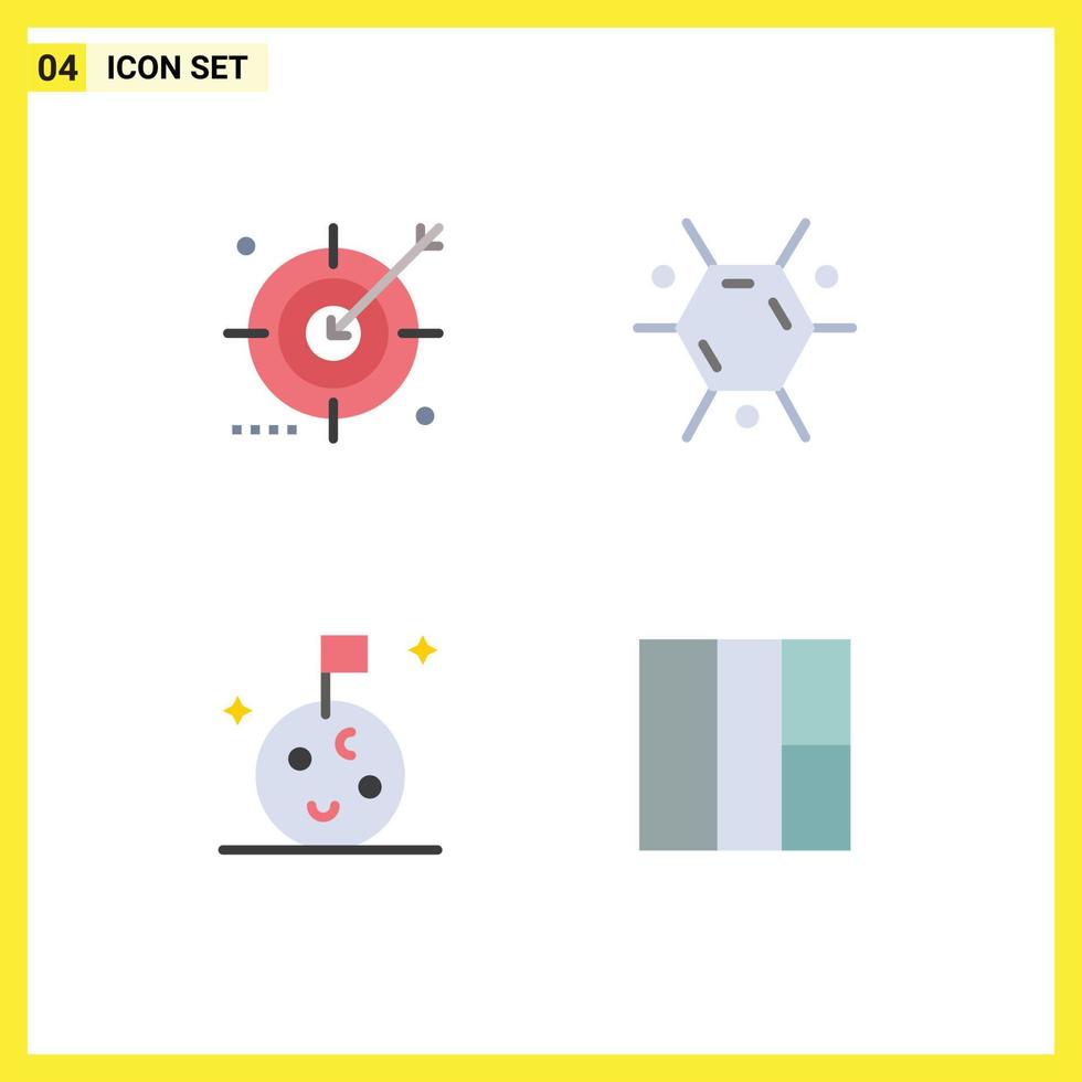 universell ikon symboler grupp av 4 modern platt ikoner av publik måne optimering molekyl rutnät redigerbar vektor design element