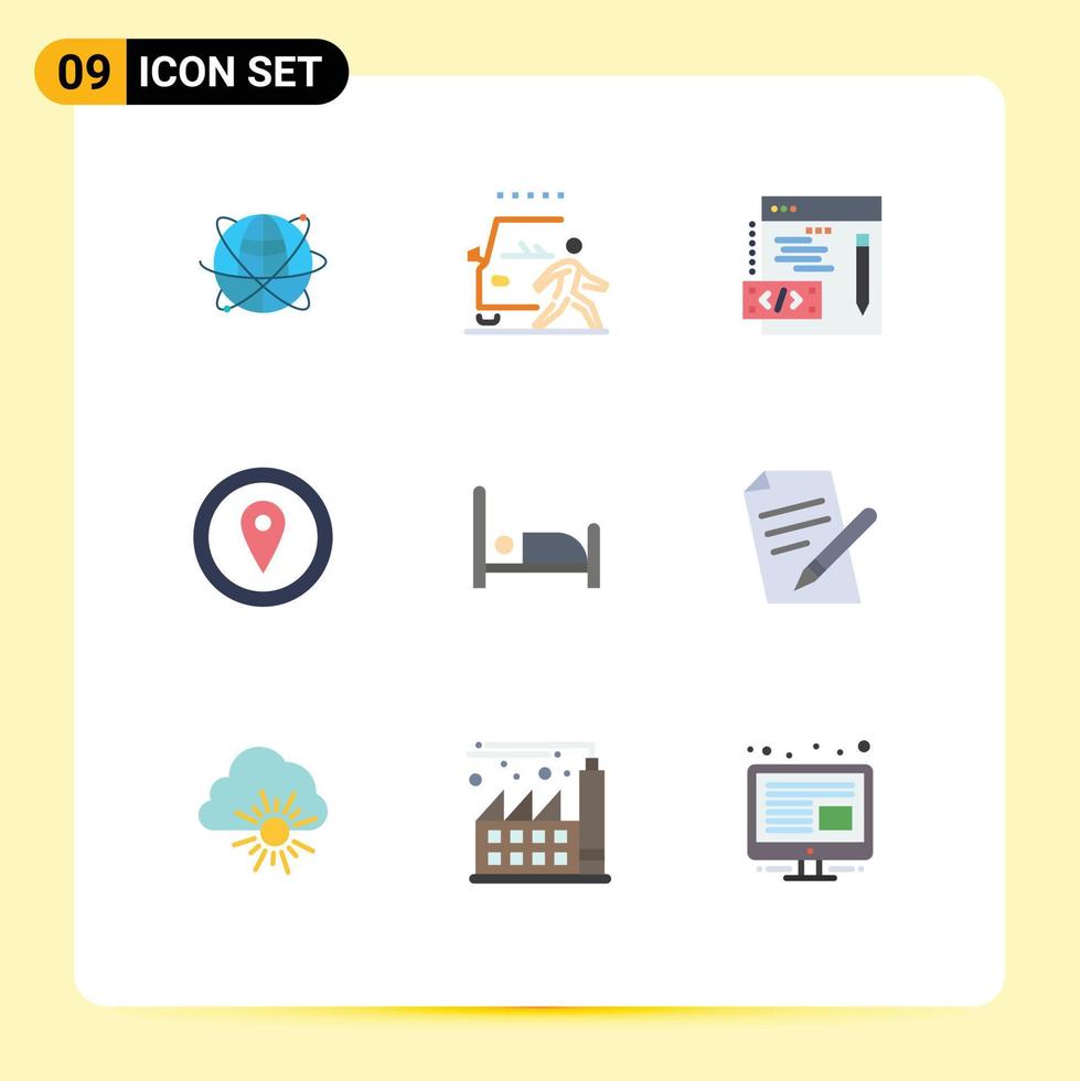 grupp av 9 modern platt färger uppsättning för Karta gps bil webb kodning redigerbar vektor design element