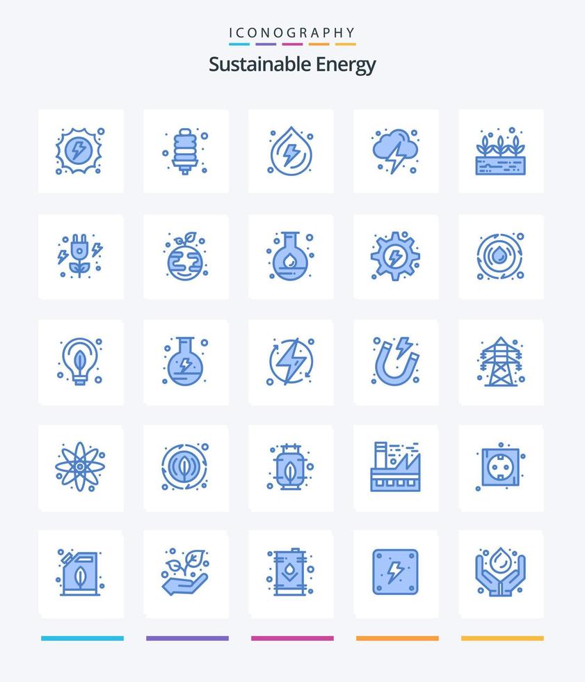 kreative nachhaltige Energie 25 blaues Symbolpaket wie Wachstum. Wolke. sinken. Energie. Elektrizität vektor