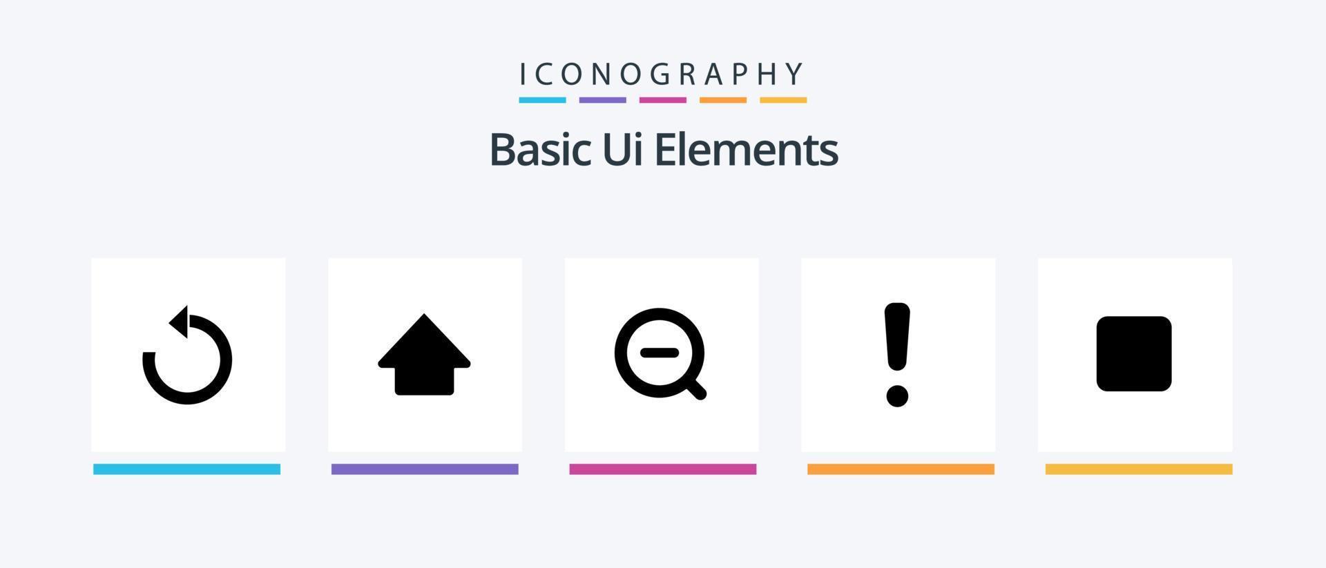 Grundlegende UI-Elemente Glyphe 5 Icon Pack einschließlich deaktiviert. Kasten. weniger. Zeichen. Achtung. kreatives Symboldesign vektor