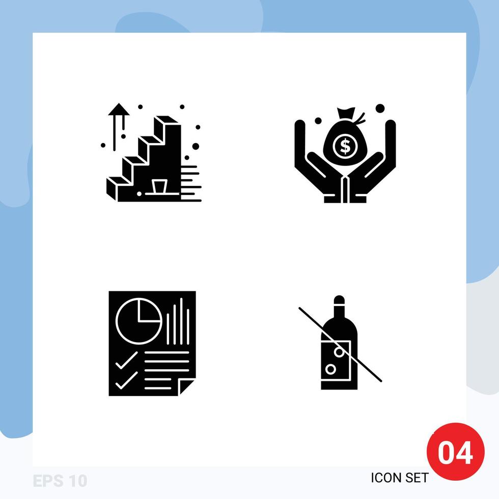 uppsättning av 4 modern ui ikoner symboler tecken för företag Framgång sida försäkring barer alkohol redigerbar vektor design element
