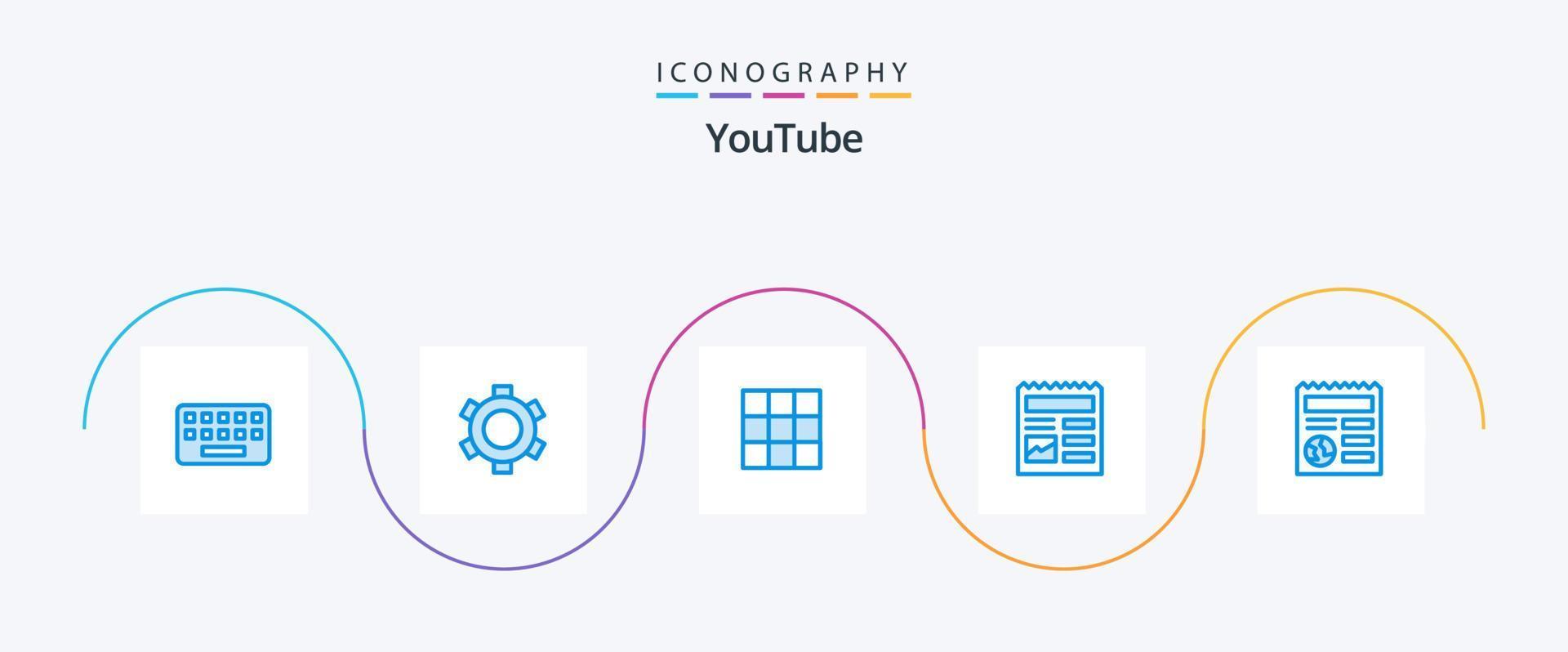 Youtube blå 5 ikon packa Inklusive klot. grundläggande. meny. bild. grundläggande vektor