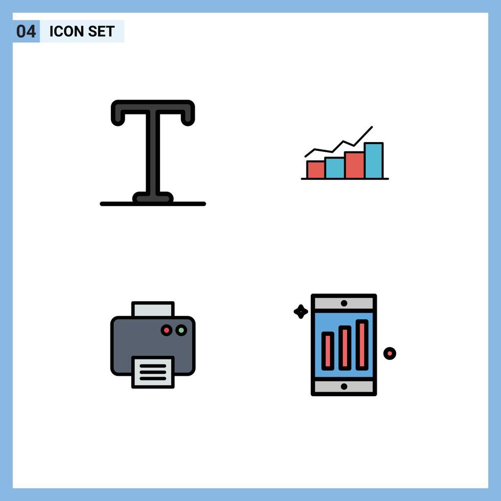 användare gränssnitt packa av 4 grundläggande fylld linje platt färger av djärv skrivare tillväxt Graf tryckt redigerbar vektor design element