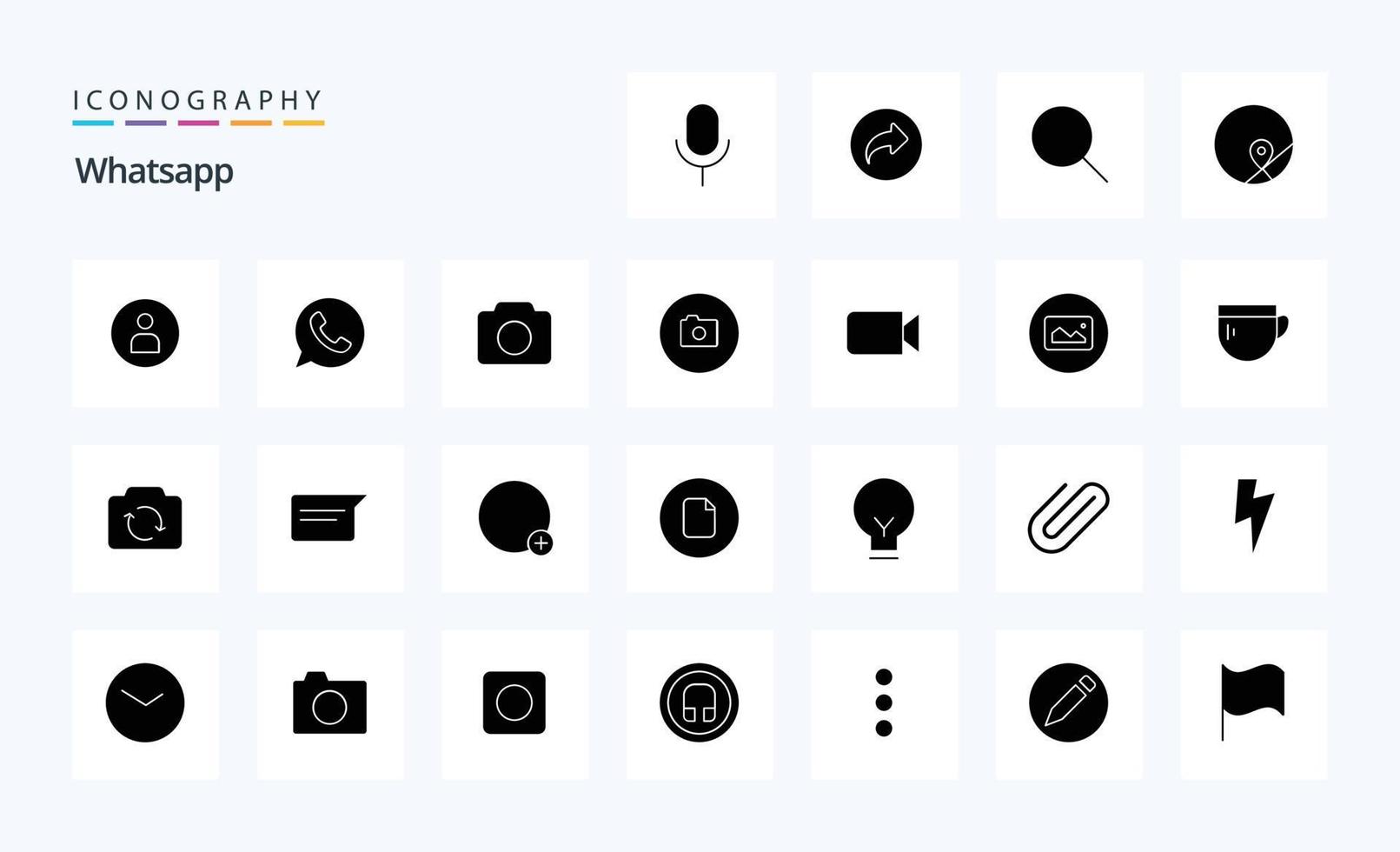 25 WhatsApp Solid Glyph Icon Pack vektor