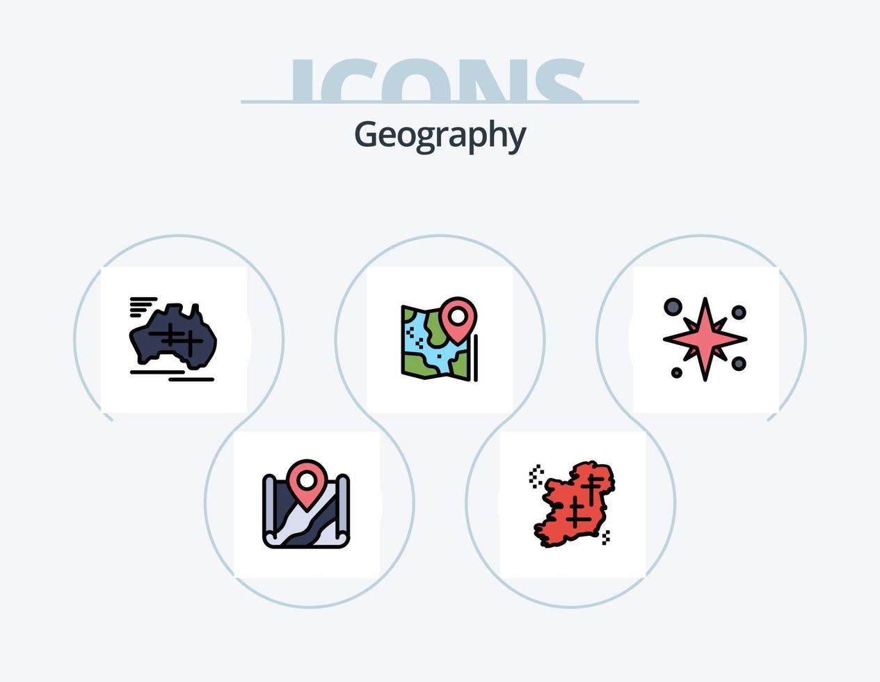 Geographie Linie gefüllt Icon Pack 5 Icon Design. Land. Australien. Google. irisch. Lage vektor