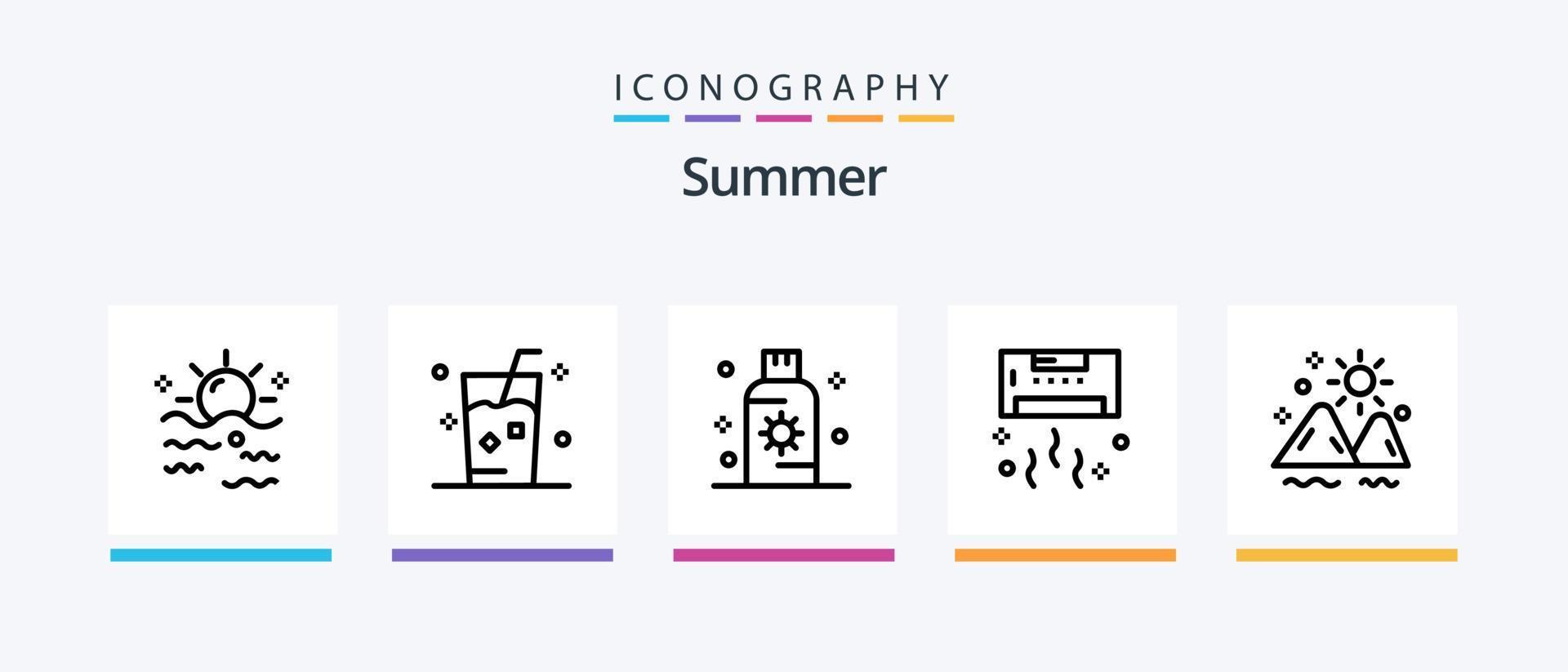 Summer Line 5 Icon Pack inklusive cool. Luft. Sommer. Eis. Getränk. kreatives Symboldesign vektor