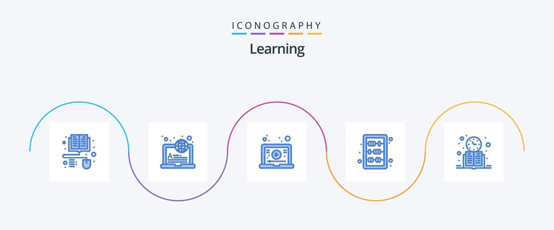 inlärning blå 5 ikon packa Inklusive inlärning. bok. inlärning. inlärning. utbildning vektor