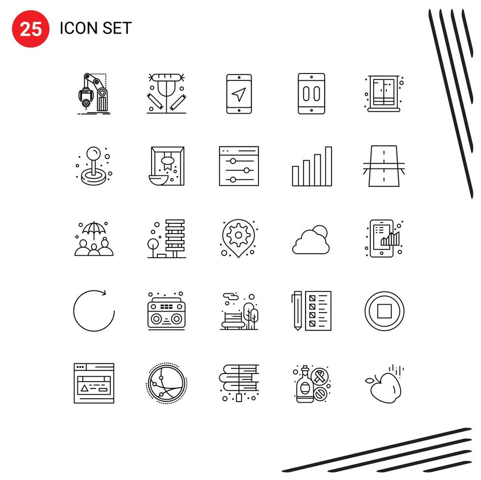 25 kreative Symbole, moderne Zeichen und Symbole von bearbeitbaren Vektordesign-Elementen für mobile Geräte, Lebensmittel, Mobiltelefone vektor