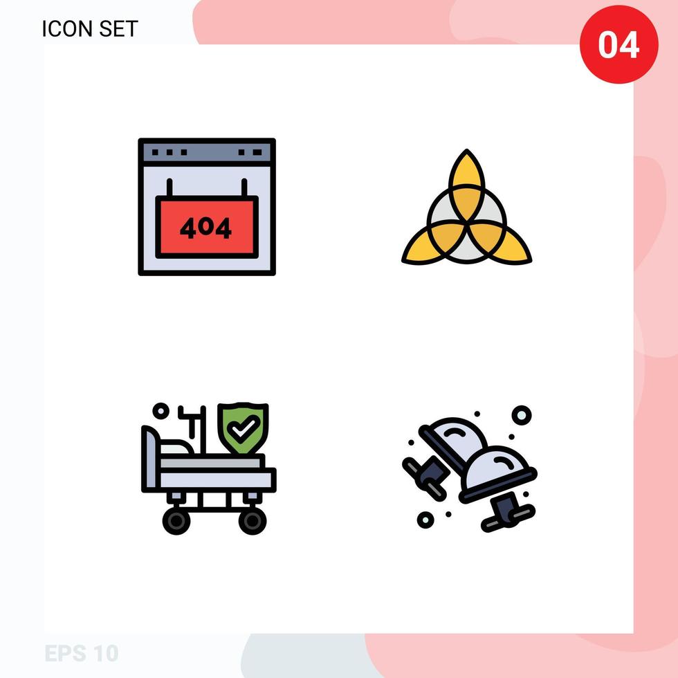 gruppe von 4 gefüllten flachen farben zeichen und symbole für browser krankenhausseite irland versicherung editierbare vektordesignelemente vektor
