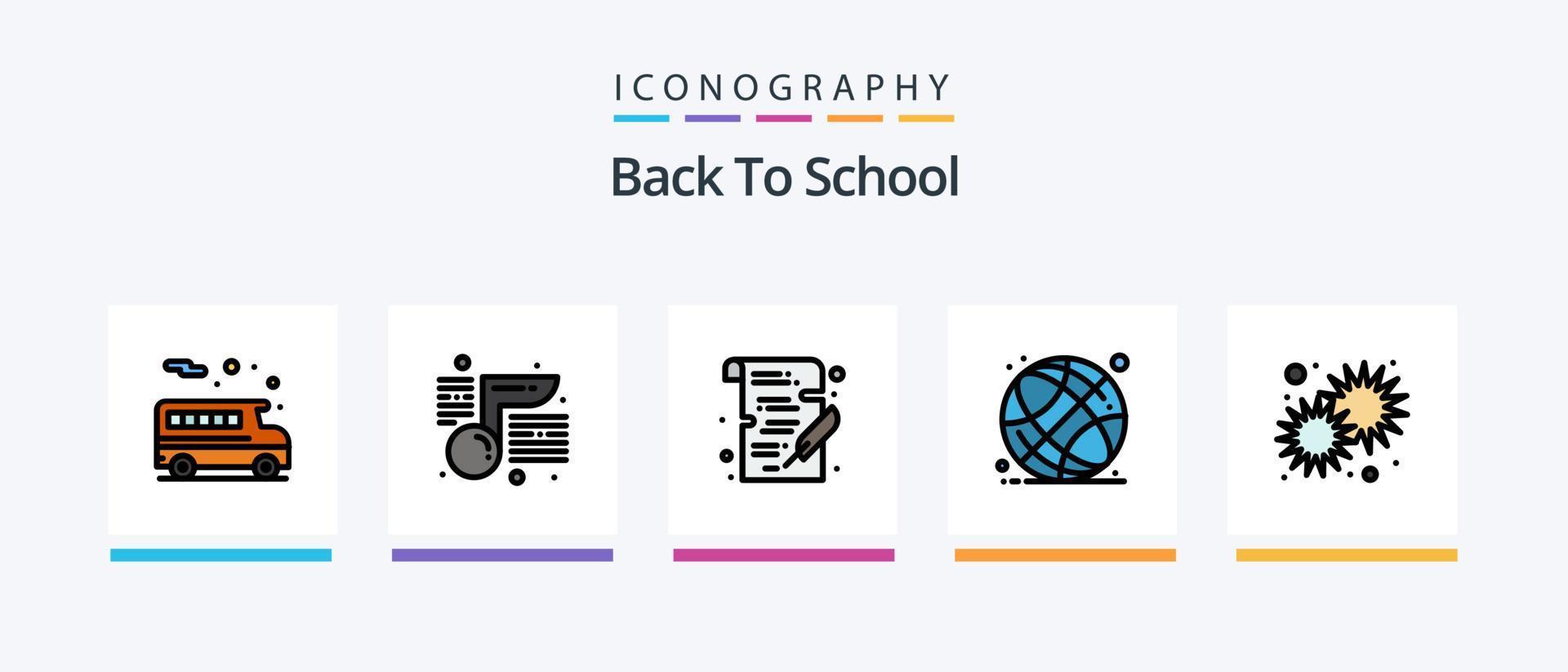 tillbaka till skola linje fylld 5 ikon packa Inklusive . styrelse. skola förnödenheter. pappersvaror. teckning. kreativ ikoner design vektor