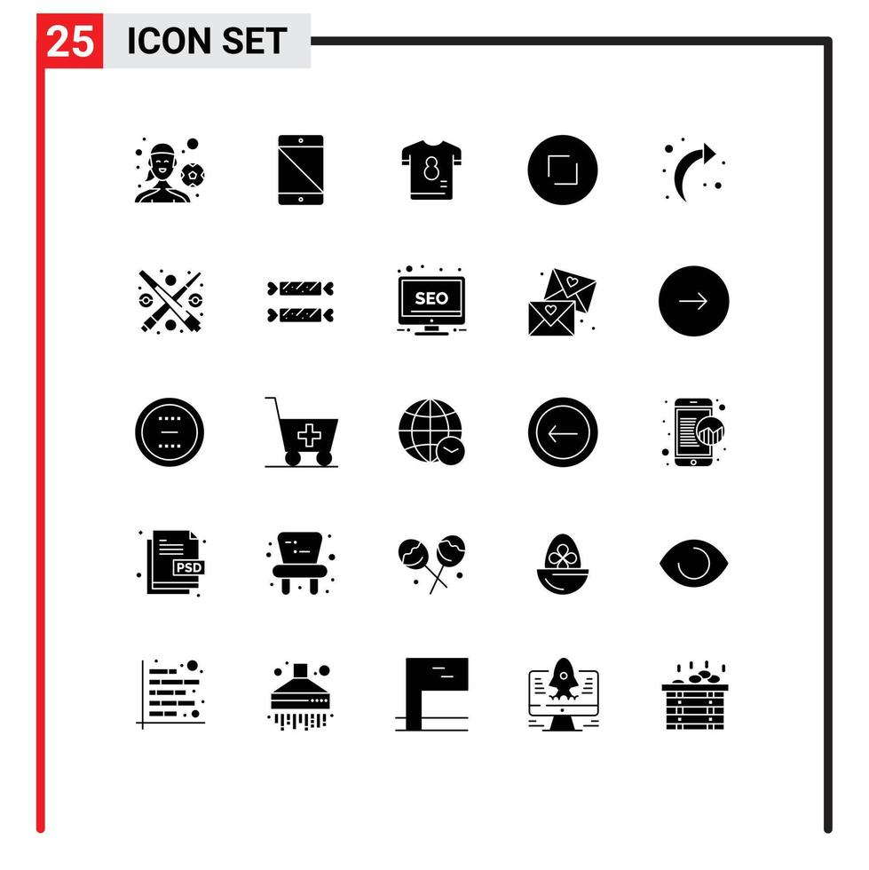 25 kreative Symbole moderne Zeichen und Symbole von Zoom-Kreis Telefonpfeilen Shirt editierbare Vektordesign-Elemente vektor