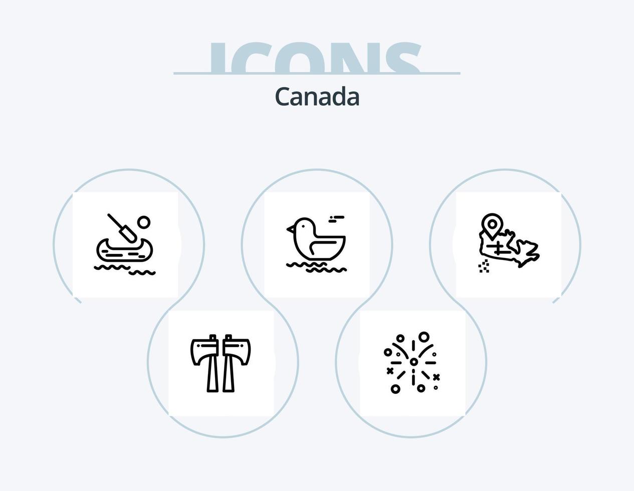 Kanada-Linien-Icon-Pack 5-Icon-Design. Kanada. loben. alpin. Lautsprecher. Skandinavien vektor