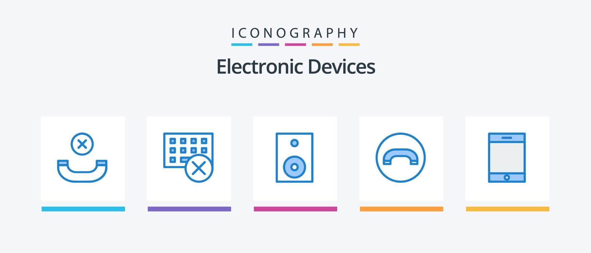 enheter blå 5 ikon packa Inklusive ipad. hänga upp. enheter. telefonlur. teknologi. kreativ ikoner design vektor