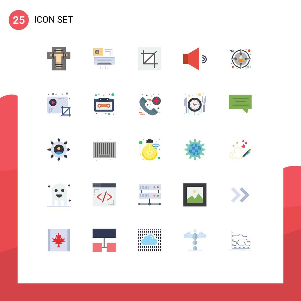 grupp av 25 platt färger tecken och symboler för publik högtalare rum ljud layout redigerbar vektor design element