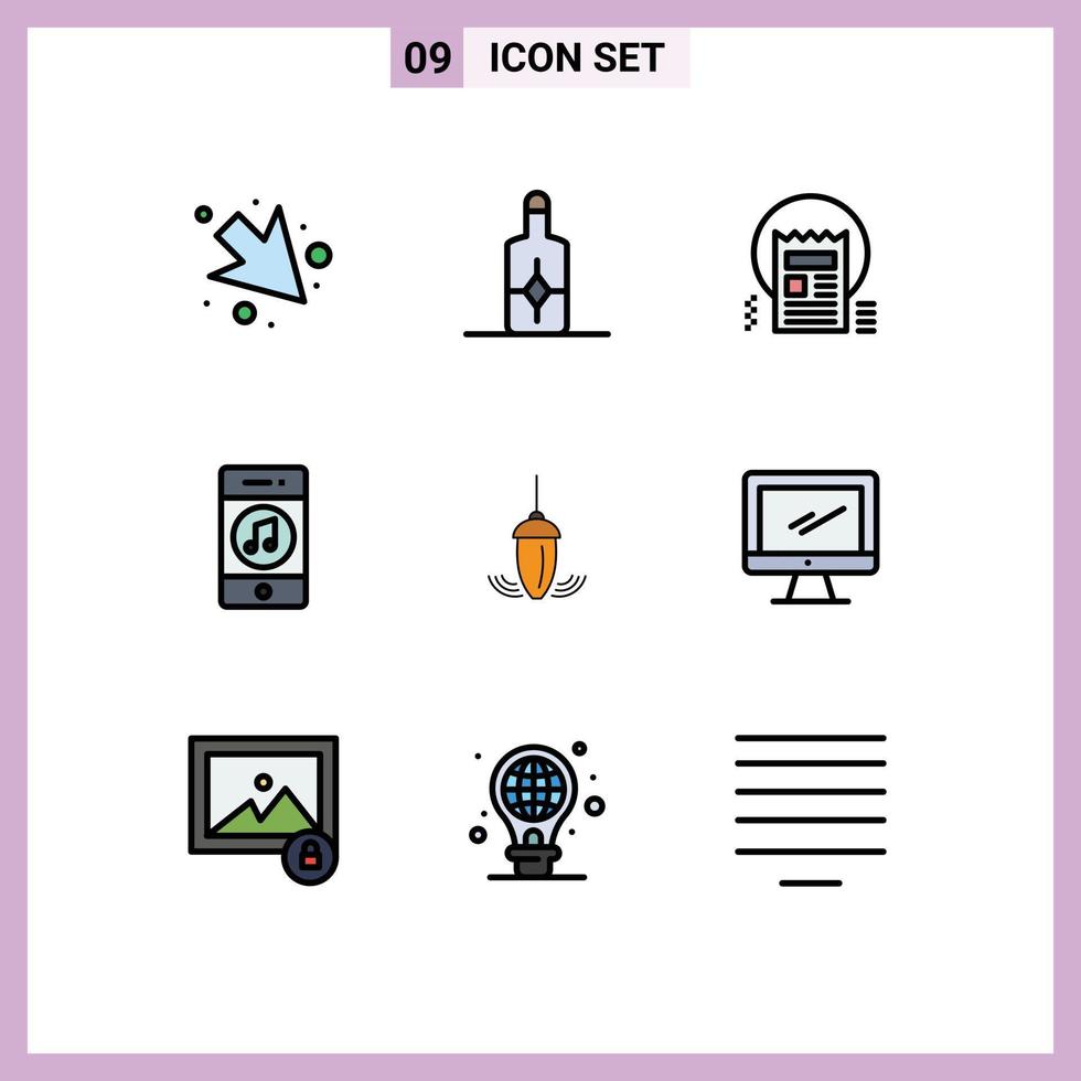stock vektor ikon packa av 9 linje tecken och symboler för instrument social artikel spelare media redigerbar vektor design element
