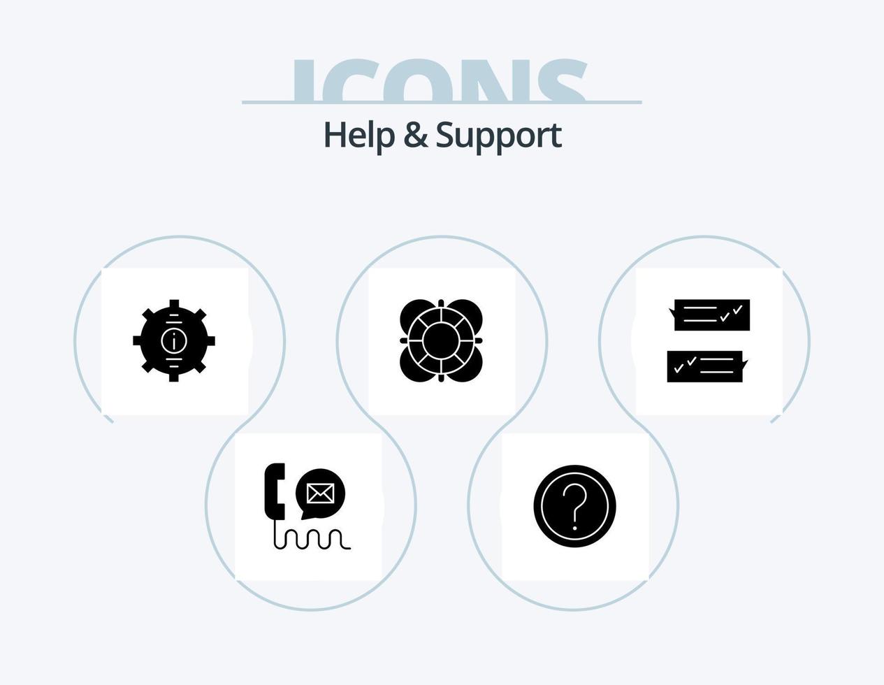 Hilfe und Support Glyph Icon Pack 5 Icon Design. Rettungsschwimmer. wesentliche. die Info. Unterstützung. Hilfe vektor