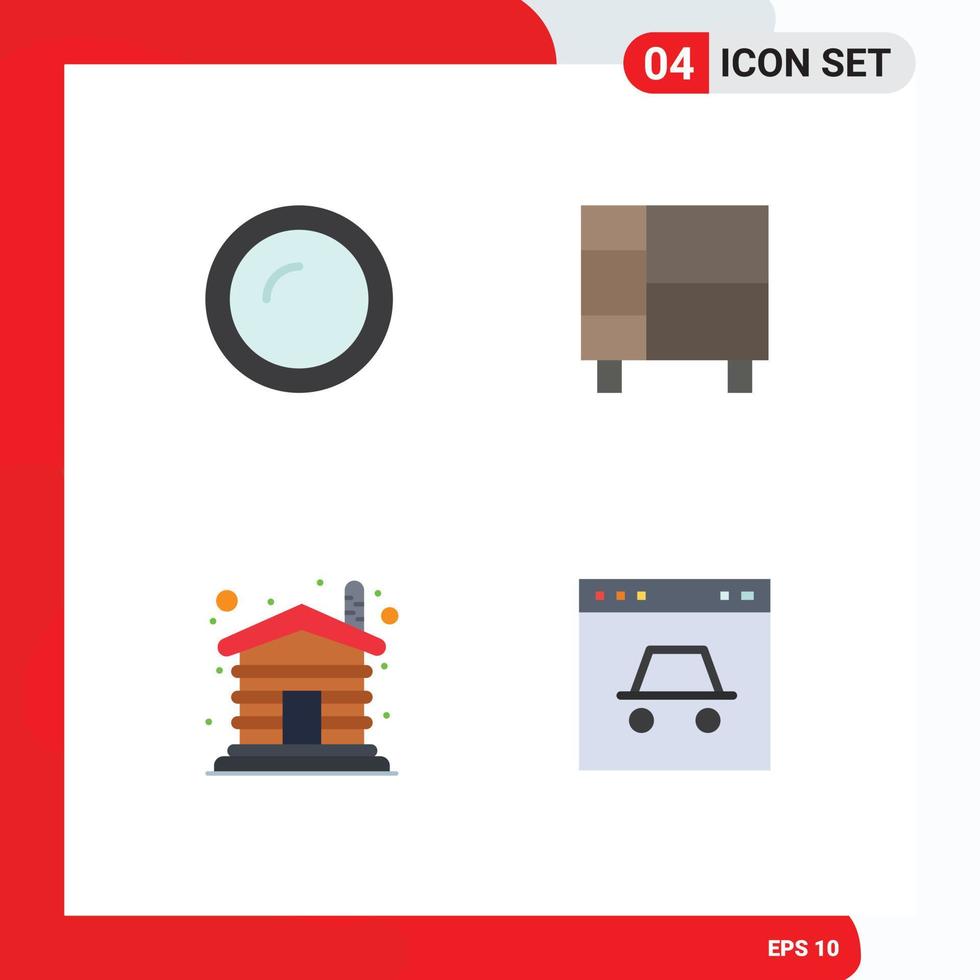 4 tematiska vektor platt ikoner och redigerbar symboler av apparater kuggstång hushåll Hem trä redigerbar vektor design element