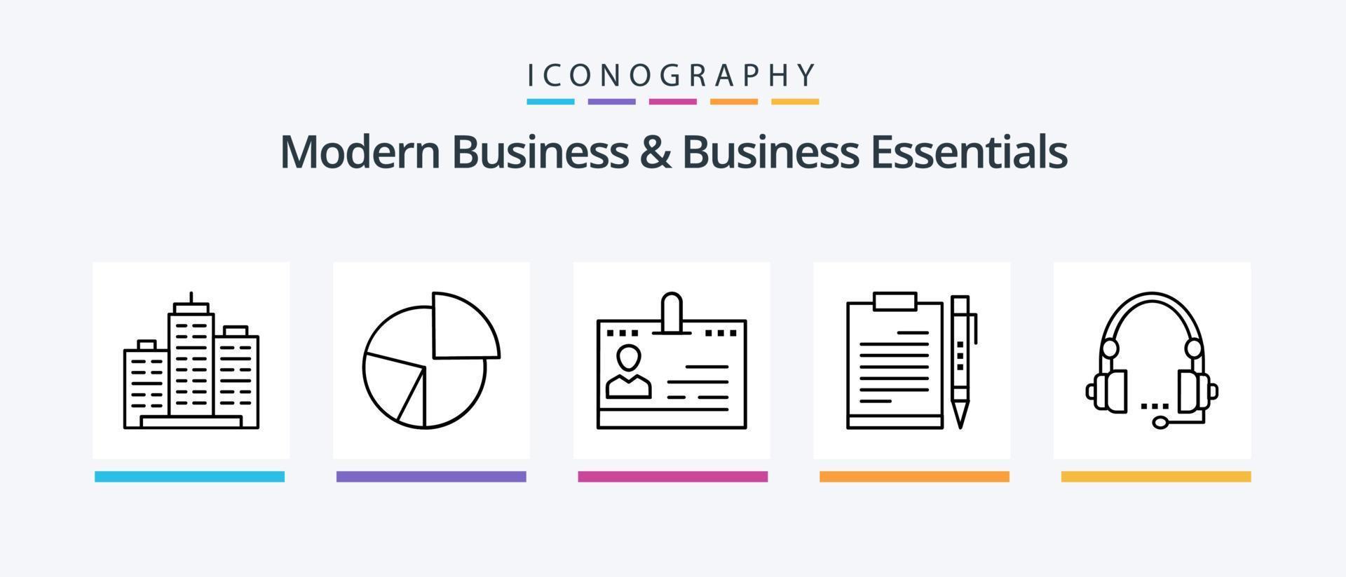 Modern Business und Business Essentials Line 5 Icon Pack inklusive Hülle. Gepäck. Digital. reisen. Lautsprecher. kreatives Symboldesign vektor