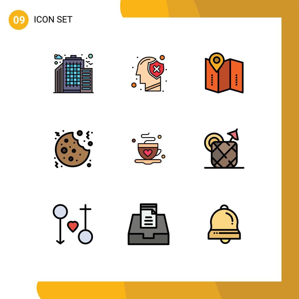 uppsättning av 9 modern ui ikoner symboler tecken för kaffe ljuv Karta efterrätt jul redigerbar vektor design element