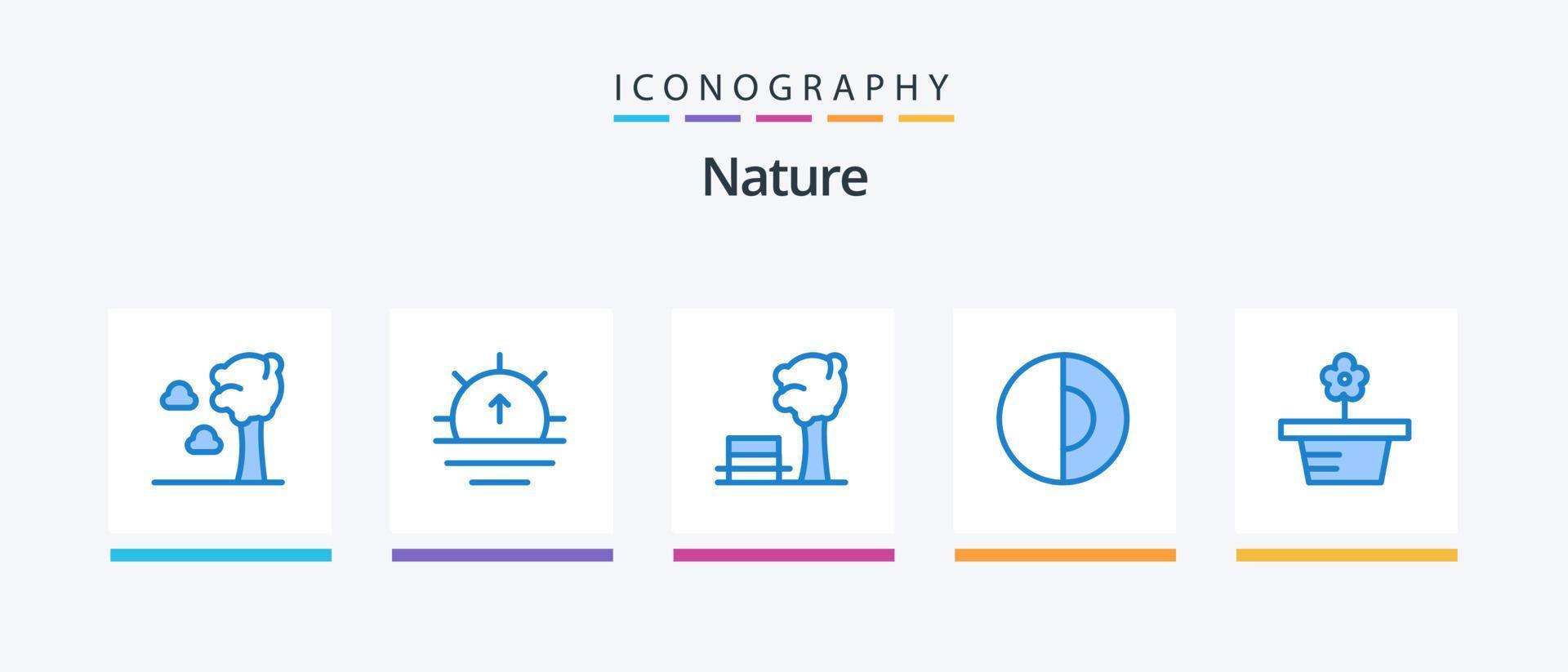 natur blå 5 ikon packa Inklusive pott. blomma. natur. värld. geologi. kreativ ikoner design vektor