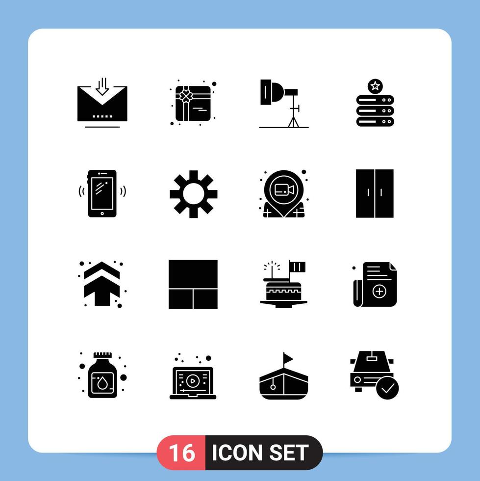 16 fast glyf begrepp för webbplatser mobil och appar mobil telefon Foto lagring data lagring redigerbar vektor design element